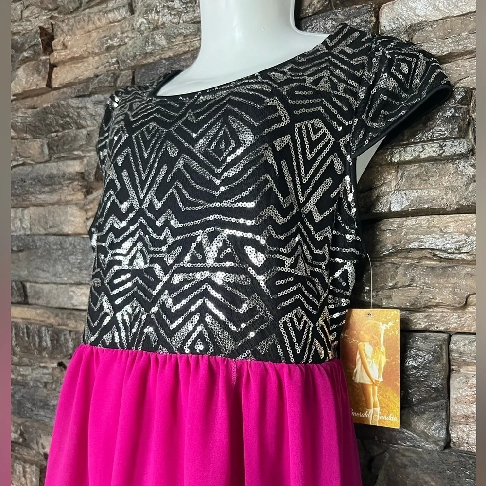 Elegant Pink and Black Kids Dress